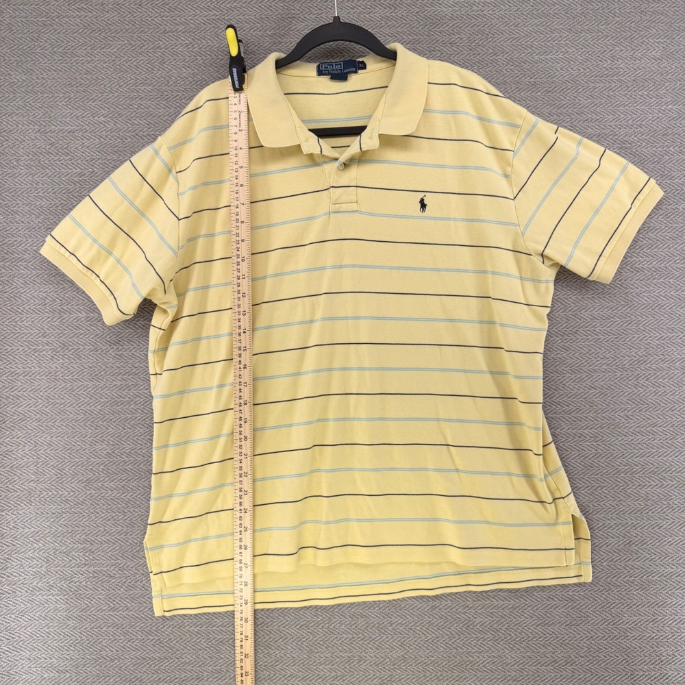 Polo Ralph Lauren Polo XL Yellow Cotton Striped Short Sleeve Preppy Pony Logo - Picture 5 of 9